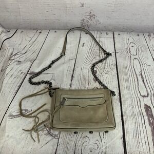Rebecca Minkoff‎ Avery Crossbody Handbag Gray Suede Chain Link Strap